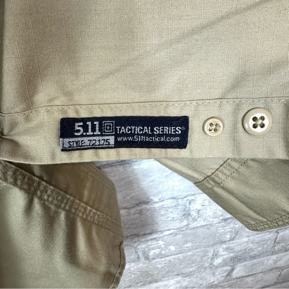 5.11 Tactical Taclite Professional Long-Sleeve Button-Up Work Shirt Sz XL Khaki - Picture 8 of 14